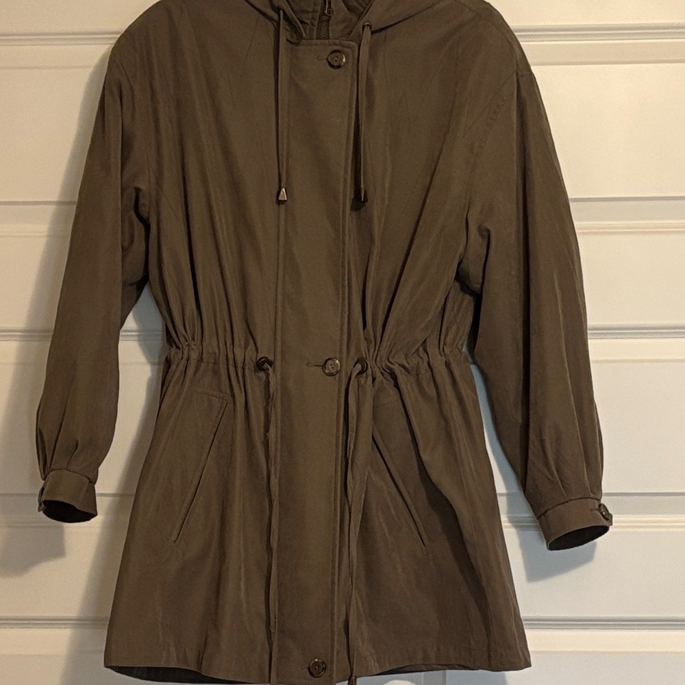 Women's Olive Drawcord Trench Coat